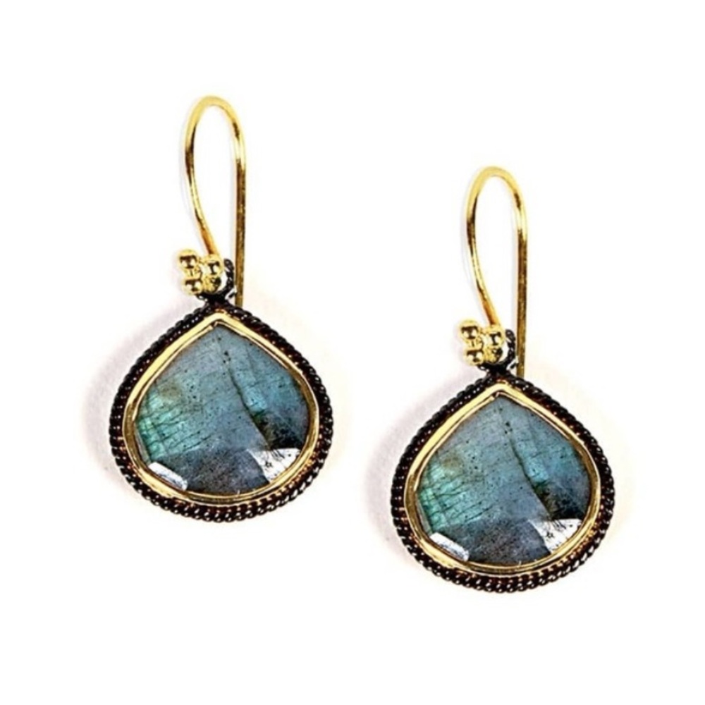 NEW - Boho Choc Labradorite 18K Gold Vermeil & Oxidized Sterling Silver Earrings